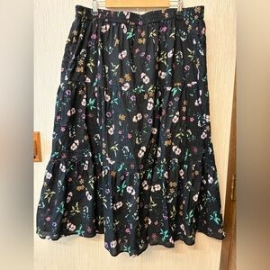 ANTHONY ORIGINAL Plus Size 2X Black Floral Tiered Maxi Skirt Cottagecore Boho